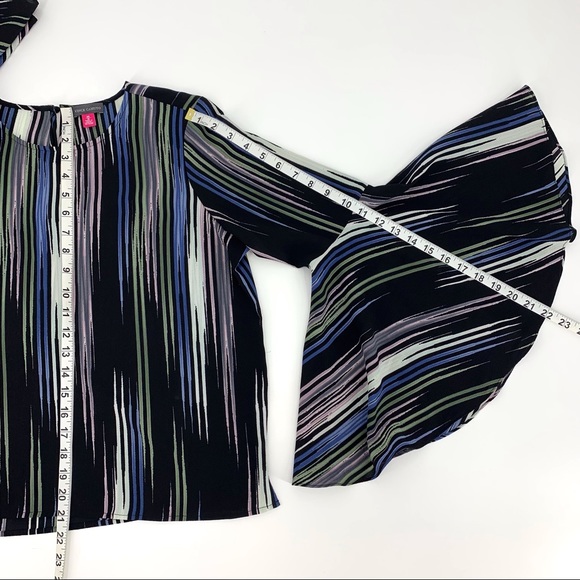 Vince Camuto Striped Print Flounce Sleeve Blouse, Medium - Picture 15 of 16